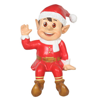 Sitting Santa Elf (red)
