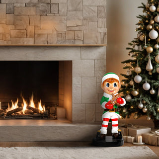 Elf Boy Holding Gingerbread