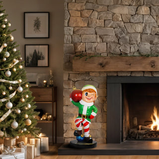 ELF BOY HOLDING ORNAMENT BALL