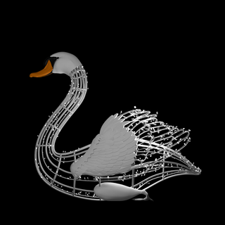 Majestic Male Swan Cold White Floor Standing