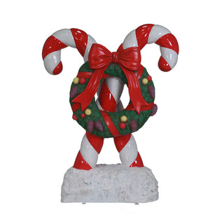 Candy Cane With Wreath 72"