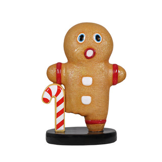 One Leg Gingerbread Holding Candy Cane