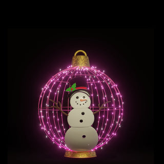 Christmas Ball "snowman" (pink)
